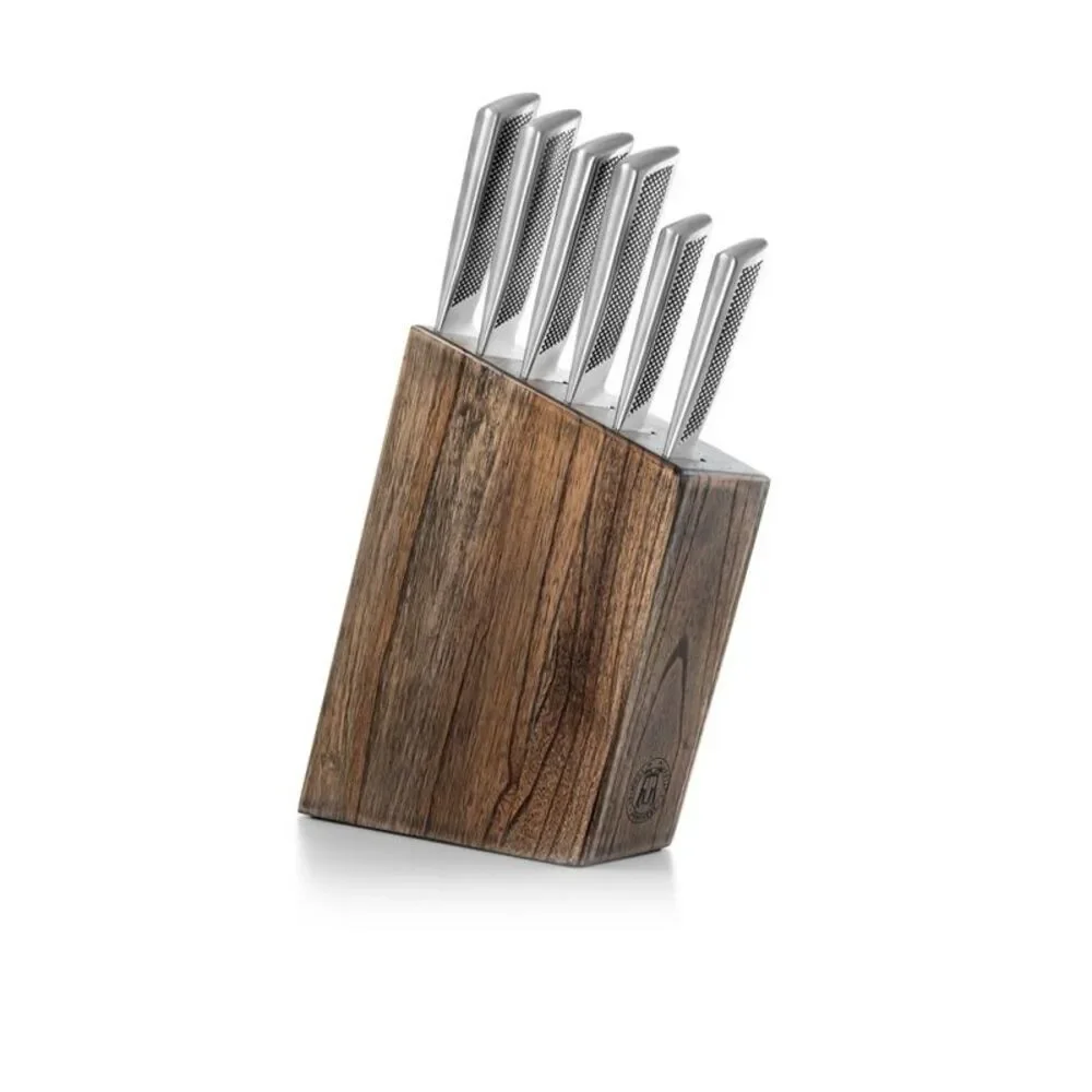 Gridiron 7pc Stainless Steel Knife Block Set - Silver/Gray Wash